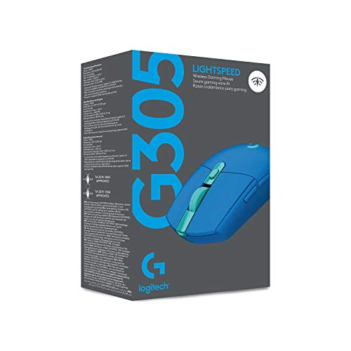 Logitech G305 Lightspeed Wireless Gaming Mouse, Hero Sensor, 12,000 DPI, Lightweight, 6 Programmable Buttons, 250h Battery, On-Board Memory, Compatible with PC, Mac - Blue - color: Blue, style: Classic
