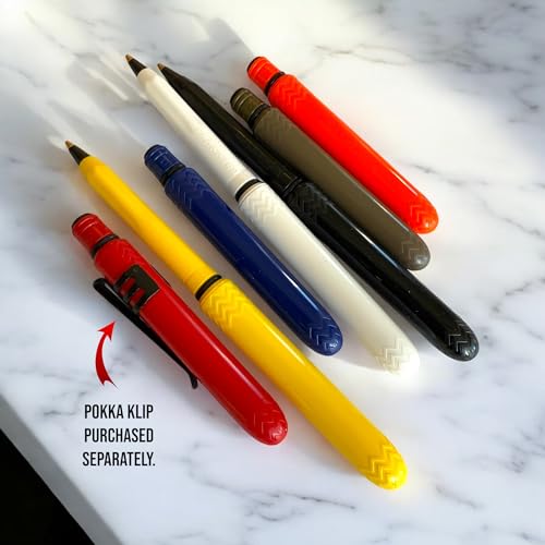 Pokka Pen - the USA Made Pocket Pen – 8 Pack – compact, affordable, lightweight, EDC black ink ballpoint pen – waterproof and floats – carries small, writes big (Blaze Orange) - color: Blaze Orange