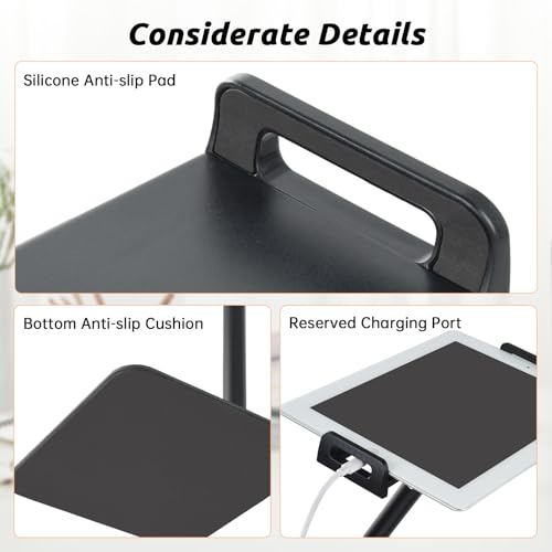 UTEBIT IPad Stand for Desk, 360° Rotating 9.5''-16.5''Height Adjustable Phone Stand for Desk, Office Desk Accessories for Men Home Dorm Essentials Gadgets Portable Monitor Stand, Support 22LBS, Black