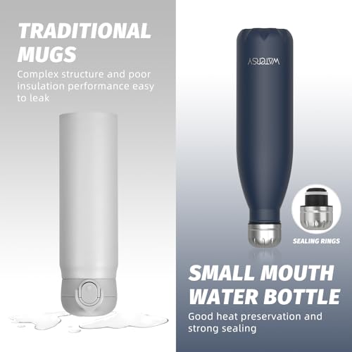 WATERSY Stainless Steel water bottles,17oz/500ml Insulated Water Bottles,Cobalt metal water bottle Keeps Drink Cold and Hot,Blue BPA Free kids water bottles for School,Gym,Travel,Sports - color: Cobalt