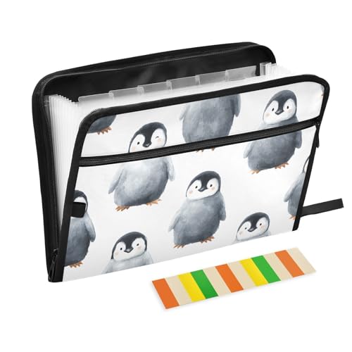 Expanding File Folder Black Penguin Accordion File Organizer 13 Pockets Document Organizer with Zipper Labels A4 Letter Office Storage - color: Multi33