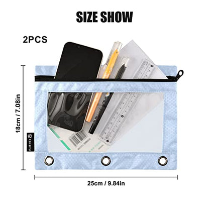 Binder Pouches,Light Steel Blue Pencil Pouch for 3 Ring Binder 2 Pack Clear Pencil Bag with Zipper for Office School Supplies - color: Light Steel Blue