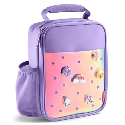 Fit & Fresh Lunch Box For Kids, Boys & Girls, School, Camp, Insulated Bag With Shoe Charm Slots For Personalization, Holographic Purple - color: Holographic Purple