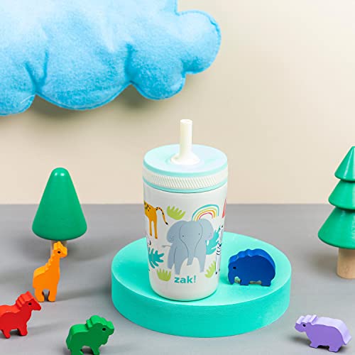 Zak Designs Kelso Toddler Cups For Travel or At Home, 12oz Vacuum Insulated Stainless Steel Sippy Cup With Leak-Proof Design is Perfect For Kids (Safari) - color: Safari