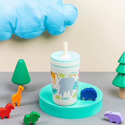 Zak Designs Kelso Toddler Cups For Travel or At Home, 12oz Vacuum Insulated Stainless Steel Sippy Cup With Leak-Proof Design is Perfect For Kids (Safari) - color: Safari