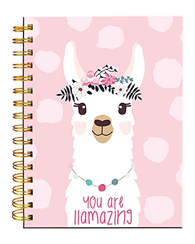 iampanda Spiral Journal Notebook,Strong Twin-Wire Binding with Premium Paper for Girl Women,Funny 60 Sheets A5 College Ruled Notebook/Journal,Perfect for School Office Home Gifts,Cute Llama Pink - color: Cute Llama Pink