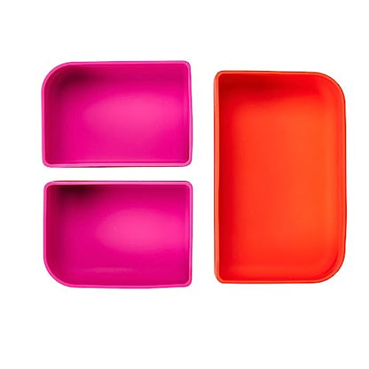LunchBots Build -a- Bento Lunch Box, Silicone Bento Box for Kids, Multi-Compartment Lunch Container, Oven & Dishwasher Safe, BPA Free, 32 oz - Tie Dye Pink - color: Tie Dye Pink