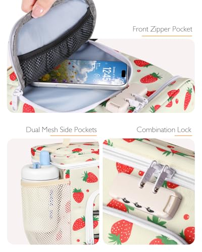 Lunch Bag with Combination Lock, Lunch Box for Men Women, Adjustable Shoulder Strap & Leakproof Soft Cooler for Commute, Travel & Gym - color: White