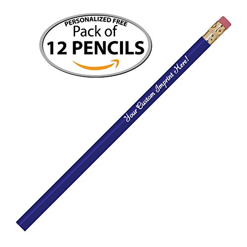 Express Pencils™ Personalized Pencils Round Custom Imprinted with your Name - Text - Logo - Message- 12 pkg - Includes Personalization - Great Gift Ideas (Navy Blue) - color: Navy Blue