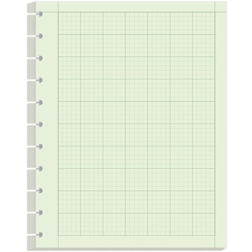 Yaridar Letter Size Discbound Engineering Paper - 50 Sheets/100 Pages Graph Paper, 11 TUL Disc 100Gsm Green Tint Paper, 5 x 5 Graph Rule on Back, 8-1/2" x 11" - size: 1-Pack, style: 11-Disc/Letter Size
