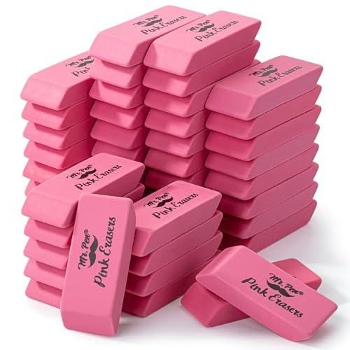 Mr. Pen- Pink Pencil Eraser Bulk, 48 Pack | Large Latex Free Block Erasers for School, Office, Art Sketching, Homework, Exams, Clean Smudge-Free Correction - color: Pink, size: 48 Pack