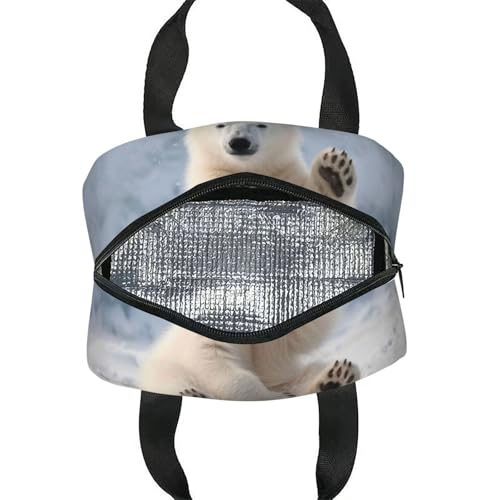 Baby Polar Bear Lunch Box - Insulated Lunch Bags for Kids Boys Girls Reusable Lunch Tote Bags, Perfect for School/Camping/Hiking/Picnic/Beach/Travel - color: Baby Polar Bear