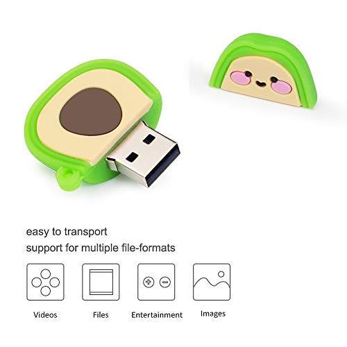 Cute USB Flash Drive 32GB, 3 Pack Fruit Design Avocado Silicone USB 2.0 Thumb Drive Computer Memory Stick Pen Drive Flash Disk Jump Drive Gift Set - color: 3-Pieces Avocado, size: 32GB