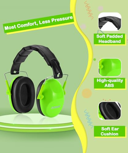ZOHAN Kids Noise Cancelling Headphones - 25dB NRR Kids Ear Protection 2 Pack, Hearing Protection Safety Ear Muffs for School Monster Truck Fireworks Travel Studying Concerts Autism, Blue and Green - color: 2pack - Blue+green