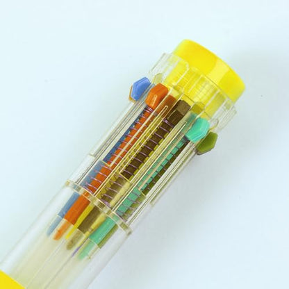 HeTaoCat 3-Pack 10-in-1 Retractable Ballpoint Pen, 0.5mm (Yellow) - color: Yellow