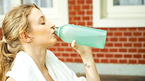 bzyoo 32 OZ 1 Liter Time Marker Water Bottle BPA Free Frosted Durable Plastic With Strap&24oz (710ml) Double Wall Plastic Tumbler with Lid and Straw