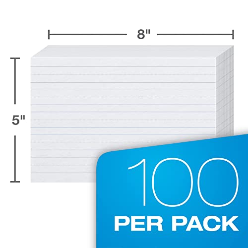 Oxford Primary Ruled Index Cards, 5 x 8 Inches, White, Lined on Front, Blank on Back, Kids Handwriting Practice Cards, Pre-K, K-2, 100 Count (46002)