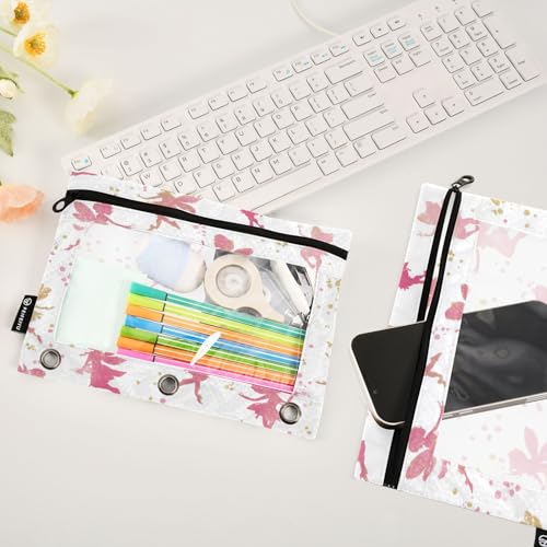2 Pack Pencil Pouches for 3 Ring Binder Cute Fairy Silhouettes Zipper Pencil Case Bags with Clear Window for Classroom School Office Supplies - color: Cute Fairy