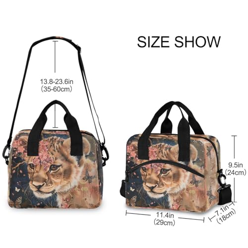 ALAZA Cute Lion Flowers Butterflies Insulated Lunch Bag Women Men Portable Reusable Cooler Lunch Tote Bag for Work Office Picnic College - color: Multi 12