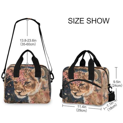 ALAZA Cute Lion Flowers Butterflies Insulated Lunch Bag Women Men Portable Reusable Cooler Lunch Tote Bag for Work Office Picnic College - color: Multi 12