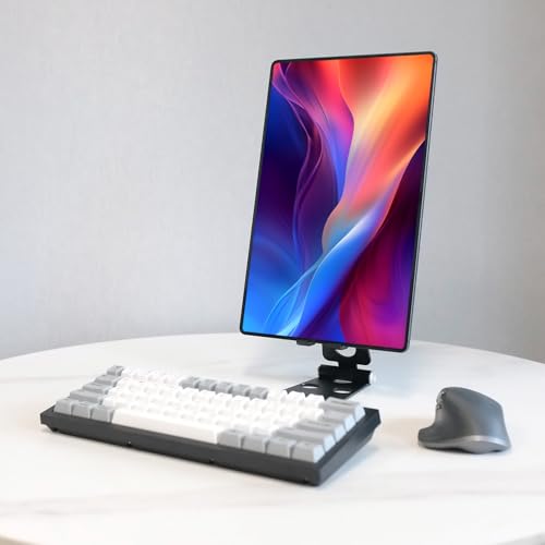 Kado Tablet Stand with Cord Holder Aluminum Alloy Foldable Phone Stand | Compatible with iPad mini/Air/Pro 11/12.9, Galaxy Tablet/Phone, iPhone Pro/Max/Plus, Kindle, Portable Monitor Display 4"-16'' - size: Black