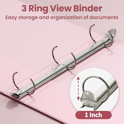 SUNEE 2.5cm(1인치) 바인더 3링 6팩, 클리어 뷰 3링 바인더, PVC 프리, 학교 또는 사무용품용, 파스텔 바인더 - color: 파스텔 모음, size: 1인치