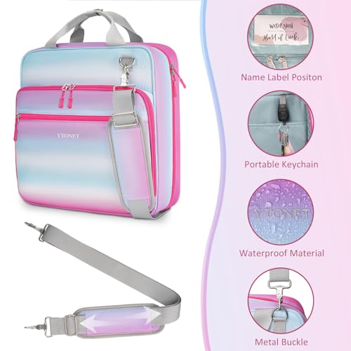 Ytonet Zipper Binder 3 Ring, 3 Inch Binder with Zipper Fit 15.6 in Laptop, 600 Page Extra Large Multi-Pocket School Binders Organizer with Shoulder Strap Handle for Girls Kids Women Student, Blue-Pink - size: 3 inch