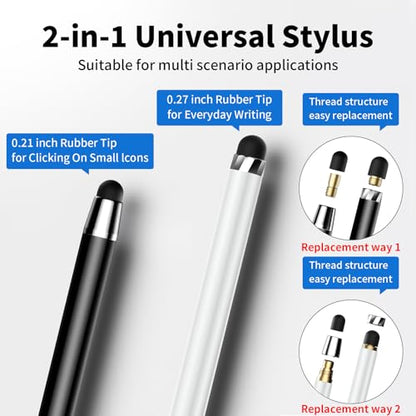 Stylus(10 PCS),Stylus Pen for Touchscreen,High Sensitivity & Precision | Universal Stylus,2-in-1 Rubber Tip,Touch Screens of iPhone/iPad/Android Tablets（Withe & Black） - color: 5PCS White & 5PCS Black