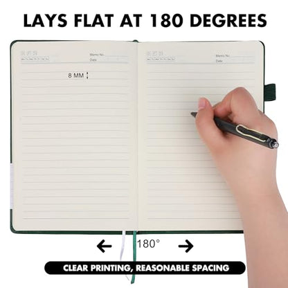 Aodaer 12 Set Lined Notebook Journals with Pens A5 Notebooks 100 GSM College Ruled Hardcover Notebook PU Leather Notepad with Pen Holder for Office School, 5.7 x 8.3 Inches, Dark Green - color: Dark Green