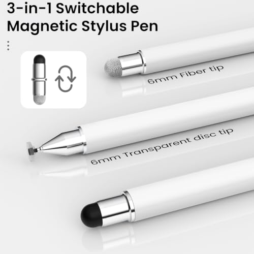 Stylus Pen for Touchscreen, 3-in-1 Magnet Stylus for Nintendo Switch, High Sensitivity Universal Stylus Pen for Nintendo Switch/iPad/iPhone/Android Tablets/Samsung Touch Devices (Black/White) - color: Black/White