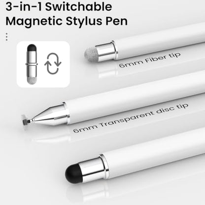 Stylus Pen for Touchscreen, 3-in-1 Magnet Stylus for Nintendo Switch, High Sensitivity Universal Stylus Pen for Nintendo Switch/iPad/iPhone/Android Tablets/Samsung Touch Devices (Black/White) - color: Black/White