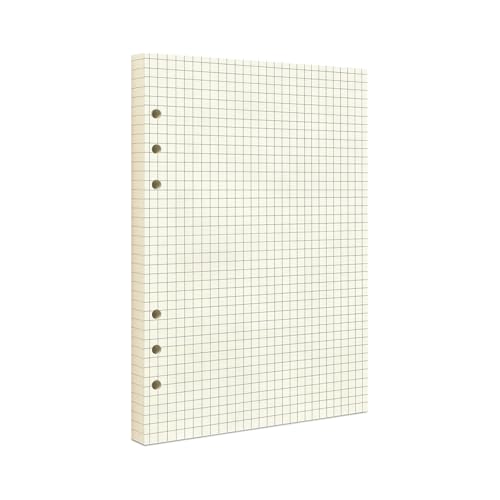 A5 Grid Refill Paper,100GSM A5 Graph Rule Paper/Quad Rule Filler Paper for 6 Ring Refillable Binder/Planner/Diary Journals/Painting, 80 Sheets/160 Pages (Beige-Grid-A5) - size: Beige-Grid-A5