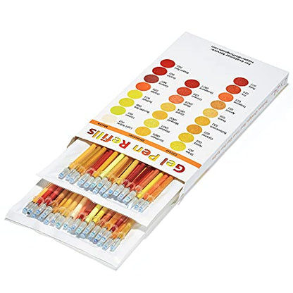 OfficeGoods Gel Pen Refills - 24 Individual Colors - Fits Most Gel Pens - Fast Drying Ink - 2 Pack - Yellows, Oranges & Reds - color: Yellow-red
