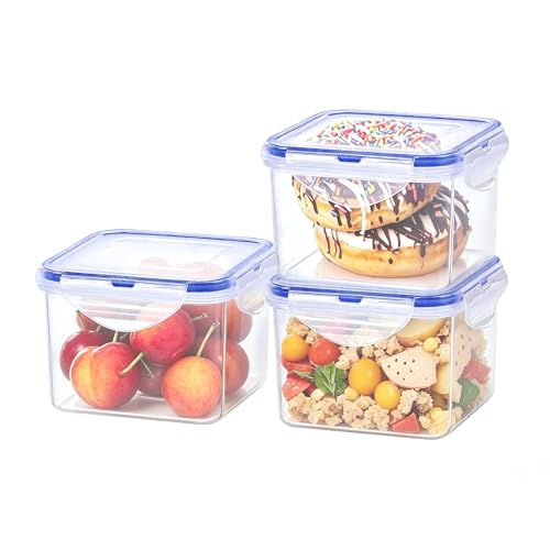 KIGI 23 OZ Square Food Storage Containers with 4-Sided Locking Lid, Leak proof, Ideal for Lunch and Meal Prep, BPA-Free Plastic, 2.9 Cup, 6 Piece Set - size: 2.9 cup (6-Piece)
