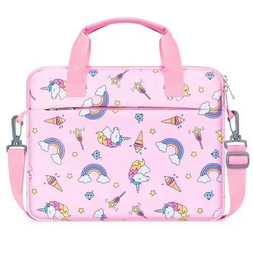 MoKo 10-12.5 Inch Kids Tablet Sleeve Carrying Case for Fire HD 10 13th/11th Gen, Fire HD 8/7 Kids 2022, Tablet Bag with Shoulder Strap for 10/10.1 Inch Android 12/13, Pink Unicorn - color: Pink Unicorn, style: 12.5 Inch