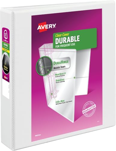 Avery Durable View 3 Ring Binder, 1-1/2 Inch EZD Rings, 1 White Binder (09401) (Pack of 12) - size: 1.5" (Pack of 12), style: 1 Pack