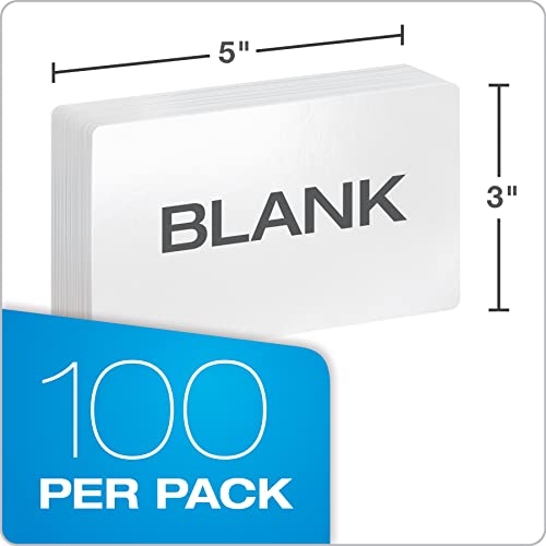 Oxford Dry Erase Index Cards, 3x5 Blank, Reusable Flash Cards, Double Sided Dry & Wet Erase Cards for Gaming, Study or Vocabulary, 100-Pack (63515) - style: 100 Blank