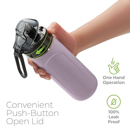 SipX Insulated Water Bottle, Water Bottle with Straw Lid, 18 oz Triple Insulated Stainless Steel, Leakproof, BPA-Free, Slim Durable Metal Bottle for School, Gym & Office, Purple - color: Purple