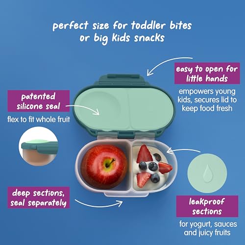 b.box Lunch Box Kids 2-pack, Mini Lunch Box + Snack Containers for Kids | 4.25 + 1.75 Cup Bento Box for Kids, Snack Box, Lunch Containers, Leak Proof, Dishwasher Safe, BPA Free, PFAS Free, Ages 4m+ - color: Emerald Forest
