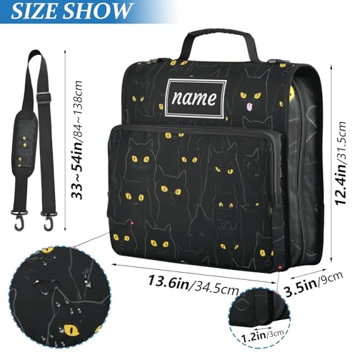 Kcldeci Personalized Zipper Binder 3 Ring，Black Cat Custom Zipper Binder Organizer 1.5inch for School and Office Expanding File Folder - color: E5