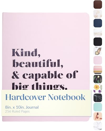 WORLD TRAVELER Large Lined Journal Notebook 256 Ruled White & Ivory Pages | Lay-Flat Binding, Gilded Page Edges Resist Wear, Reinforced Square Corners, Bleed-Resistant Smooth Paper - color: Beautiful & Capable