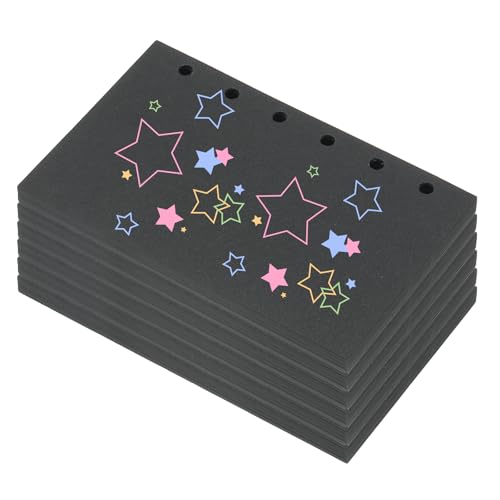 PATIKIL Colored Loose Leaf Paper, 5" x 3.2"(A7) 300 Sheets 6 Holes Punched 150GSM Blank Binder Refill Paper Supplies for Office Note Taking Teacher Planner Journal Notebook, Black - color: Black, size: 5" x 3.2"