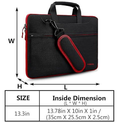 Hseok Laptop Shoulder Bag 13 13.3 14 Inch Case Compatible with MacBook Pro/Neo 14" M5/M4/M3/M2/M1,Mac Air/pro/Neo 13" and Most 13 13.3 14 Notebooks,Spill-Resistant Briefcase,Black & Red - color: Black & Red, size: 13-13.5 inch