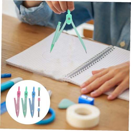 3 Sets Metal Math Compasses Precision Drafting Tools Kit for Circle Drawing Easy Legs for Students School Geometry Stationery