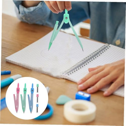 3 Sets Metal Math Compasses Precision Drafting Tools Kit for Circle Drawing Easy Legs for Students School Geometry Stationery