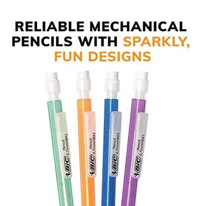 BIC Xtra-Sparkle Number 2 Mechanical Pencils With Erasers, Medium Point (0.7mm), Mechanical Pencils for School Supplies, 24 Count (Pack of 2) - size: 24 Count (Pack of 2), style: Sparkle Edition