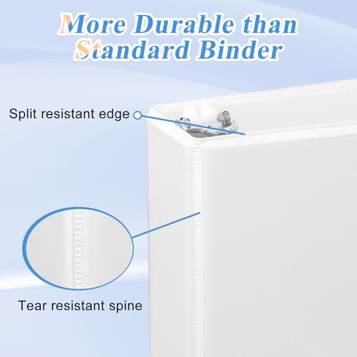 CIXILDTS 1-inch 3 Ring Binder Fit US Letter Size Paper, 1" Slant D Ring Binders, View Binder with 2 Pocekts, 12-Pack,White - color: White, size: 1", style: 12-Pack