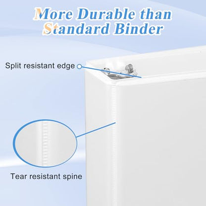 CIXILDTS 1-inch 3 Ring Binder Fit US Letter Size Paper, 1" Slant D Ring Binders, View Binder with 2 Pocekts, 12-Pack,White - color: White, size: 1", style: 12-Pack