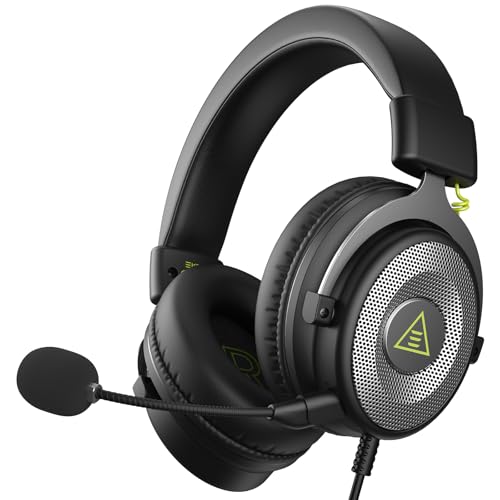 EKSA E900 Headset with Microphone for PC, PS4,PS5, Xbox - Detachable Noise Canceling Mic, 3D Surround Sound, Wired Headphone for Gaming, Computer, Laptop, 3.5MM Jack - color: Black-Sliver