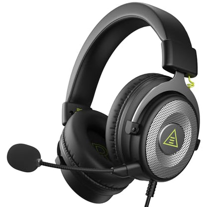EKSA E900 Headset with Microphone for PC, PS4,PS5, Xbox - Detachable Noise Canceling Mic, 3D Surround Sound, Wired Headphone for Gaming, Computer, Laptop, 3.5MM Jack - color: Black-Sliver